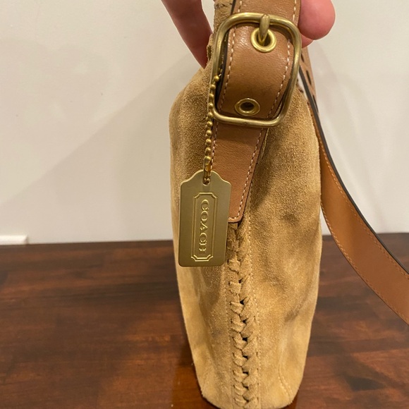 Coach Tan Suede Shoulder Bag with Pouch - Picture 9 of 14